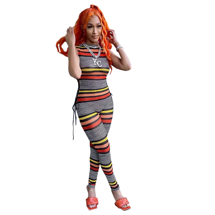 S-2XL Streetwear Summer Romper 2022 Sleeveless Printed Striped Round Neck Sport Sexy Jumpsuit Women Wholesale Dropshipping
S-2XL Streetwear Summer Romper 2022 Sleeveless Printed Striped Round Neck Sport Sexy Jumpsuit Women Wholesale Dropshipping