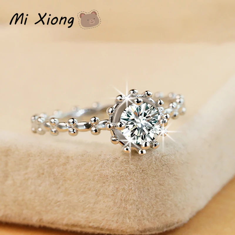 Mi Xiong s925 sterling silver unique snowflake diamond small round bead ring elegant charm ladies anniversary brand jewelry
Mi Xiong s925 sterling silver unique snowflake diamond small round bead ring elegant charm ladies anniversary brand jewelry