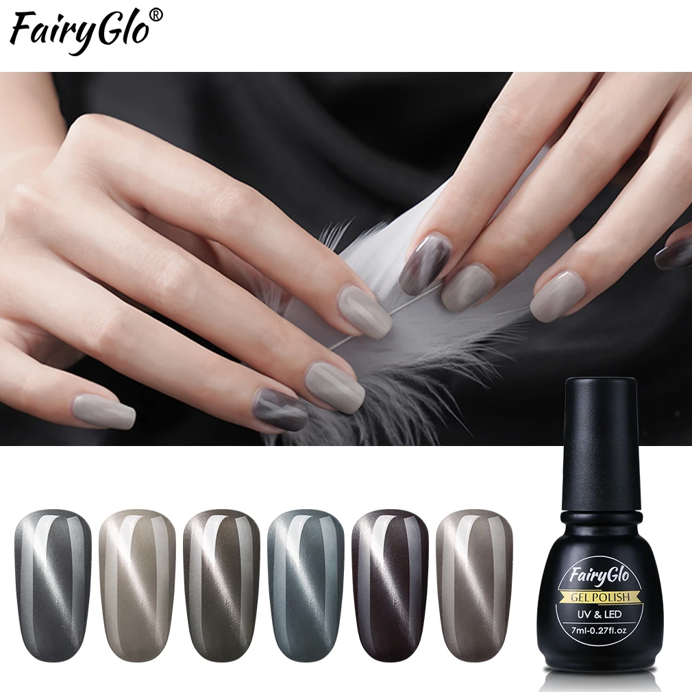 FairyGlo 7 мл Серый Солнцезащитные очки "кошачий глаз" УФ гель лак для ногтей