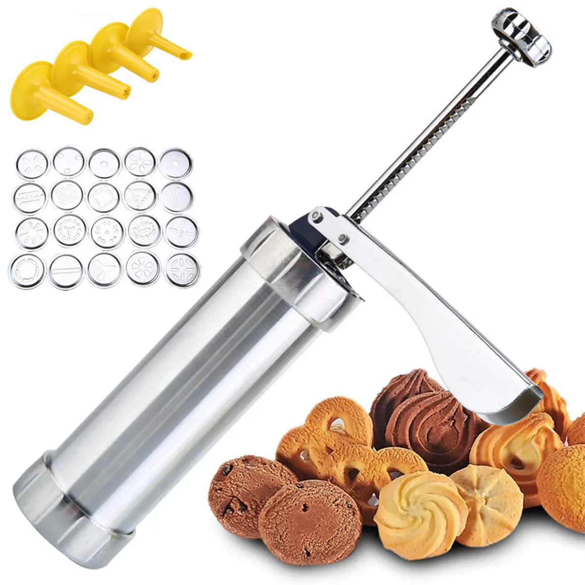 Christmas Spritz Cookie Press Gun and Icing Set Alloy Churro Maker Cookie Maker With 20 Discs 4 Pastry Tip Biscuit Mold Tool
Christmas Spritz Cookie Press Gun and Icing Set Alloy Churro Maker Cookie Maker With 20 Discs 4 Pastry Tip Biscuit Mold Tool