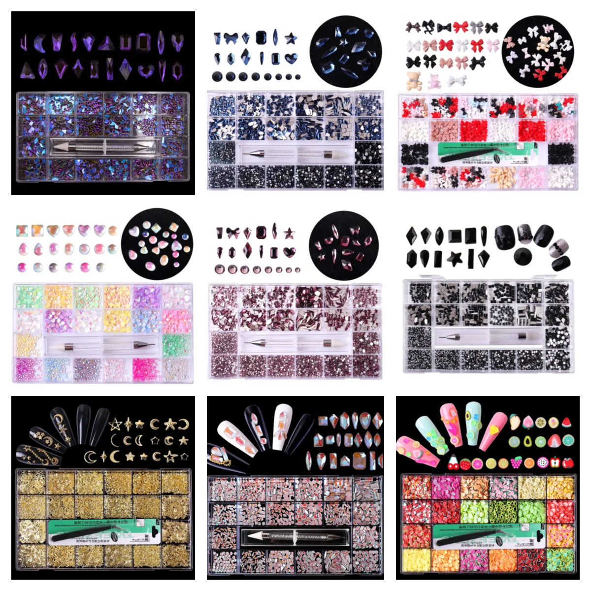 21 Grids Mixed Size Set 1pc Pick Up Pen Nail Art Rhinestones Kit Acrylic Boxed Large Crystal Decorations 3D AB Flat Gem
21 Grids Mixed Size Set 1pc Pick Up Pen Nail Art Rhinestones Kit Acrylic Boxed Large Crystal Decorations 3D AB Flat Gem