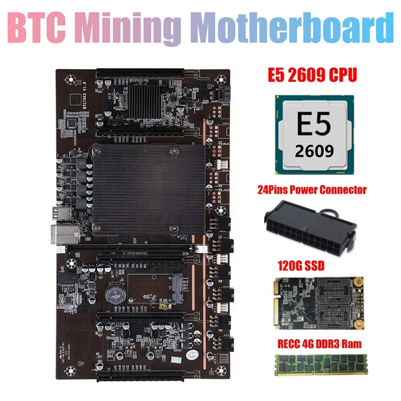 Материнская плата X79 H61 BTC для майнинга с процессором E5 2609 + RECC 4G DDR3 ОЗУ + 120G SSD + 24-контактный разъем, Поддержка графического процессора 3060 3070 3080
Материнская плата X79 H61 BTC для майнинга с процессором E5 2609 + RECC 4G DDR3 ОЗУ + 120G SSD + 24-контактный разъем, Поддержка графического процессора 3060 3070 3080
