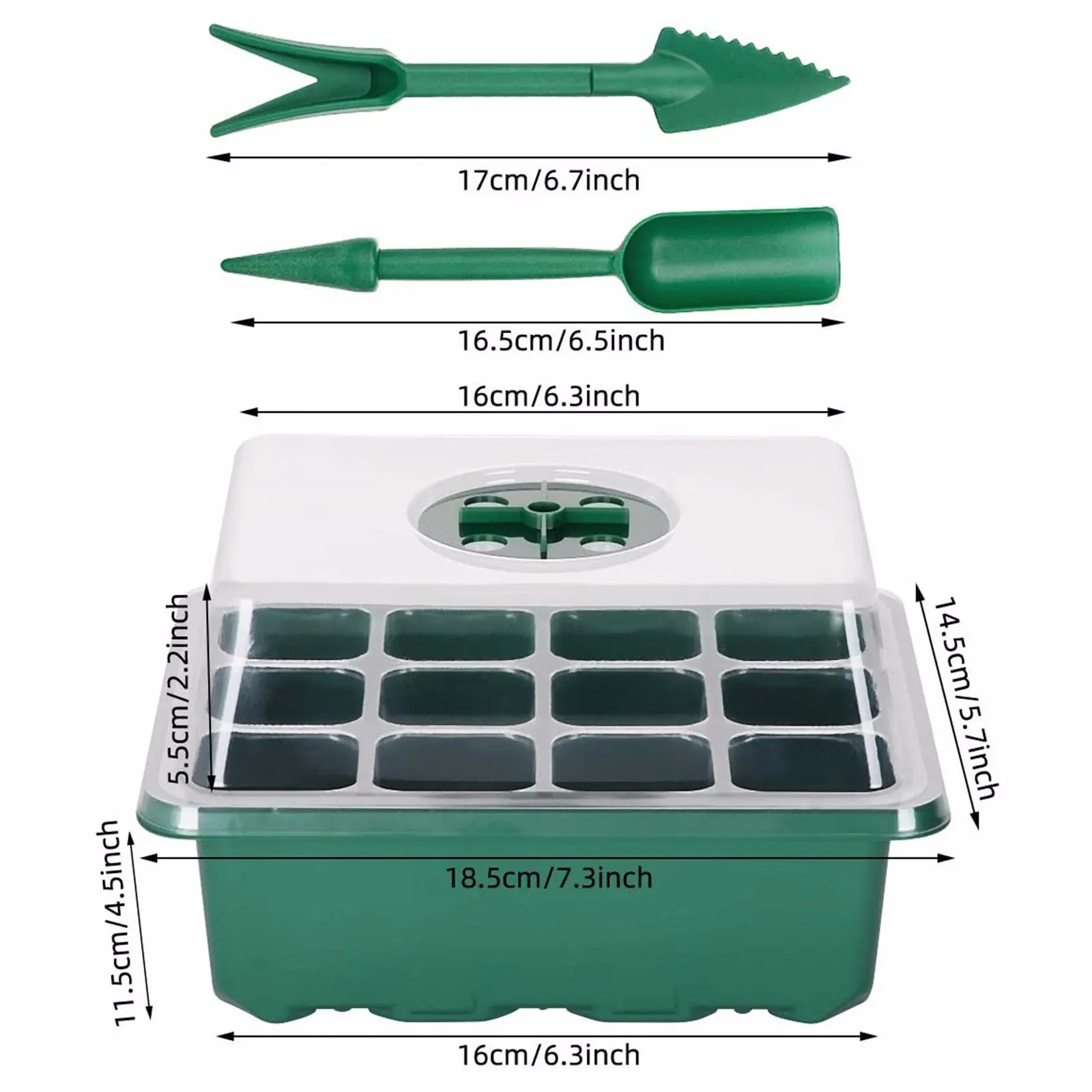 10-pack Seed Starter Trays Seedling Tray (12 Cells Per Tray) Humidity Adjustable
10-pack Seed Starter Trays Seedling Tray (12 Cells Per Tray) Humidity Adjustable