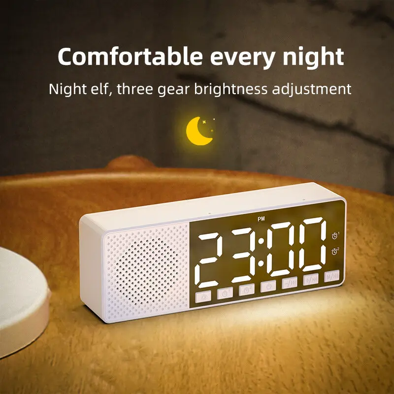 Q3 bluetooth 5.0 Speaker Alarm Clock FM Radio Brightness Adjustable Multiple Play Modes LED Display Surround Stereo Sound
Q3 bluetooth 5.0 Speaker Alarm Clock FM Radio Brightness Adjustable Multiple Play Modes LED Display Surround Stereo Sound