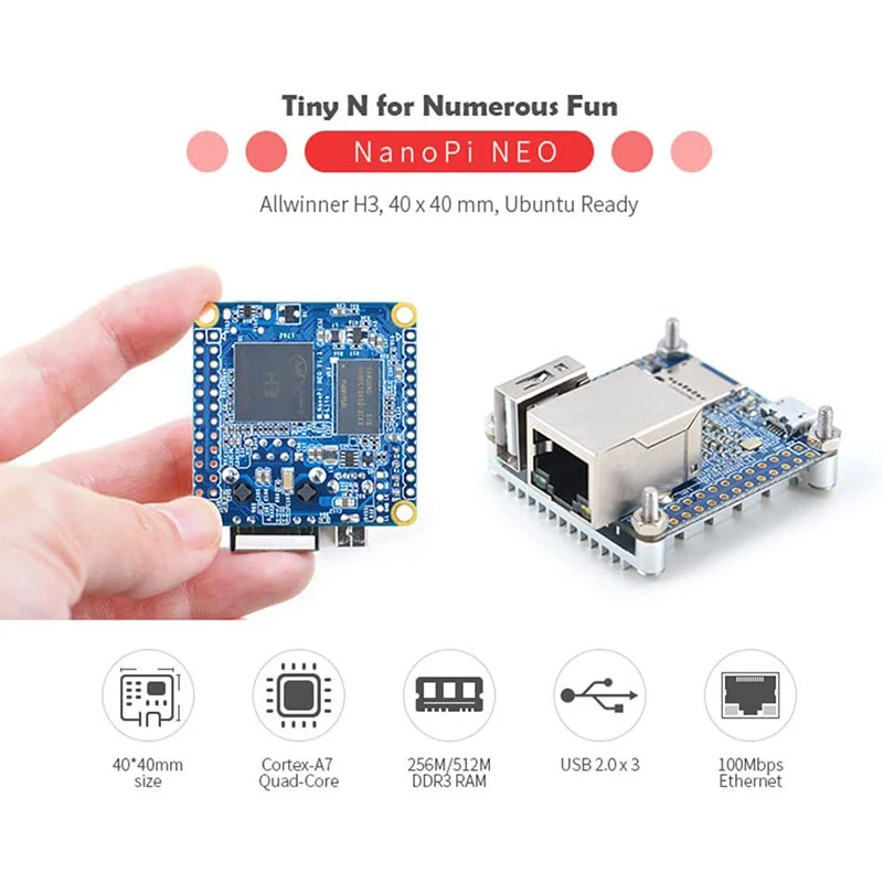 NanoPi NEO Allwinner H3 Super Raspberry Pie Quad-Core Cortex-A7 DDR3 RAM 512MB Ubuntu Core
NanoPi NEO Allwinner H3 Super Raspberry Pie Quad-Core Cortex-A7 DDR3 RAM 512MB Ubuntu Core