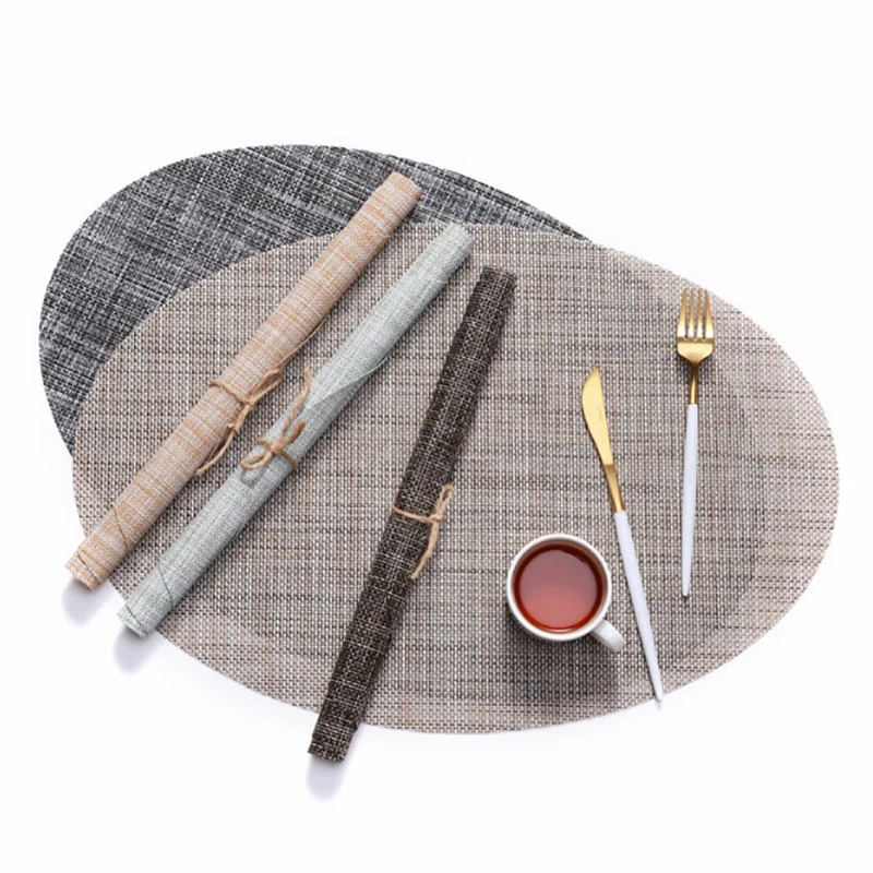 Table Mat Non-slip Linen Thickened Heat Insulation Braided Placemat Oval Coaster Cup Disc Pads Bowl Pad 3pcs Placemat PVC
Table Mat Non-slip Linen Thickened Heat Insulation Braided Placemat Oval Coaster Cup Disc Pads Bowl Pad 3pcs Placemat PVC