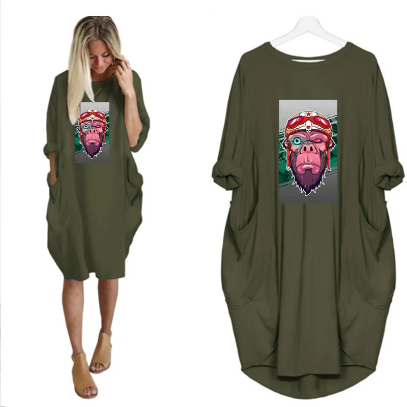 Plus Size Harajuku Autumn Dresses Vintage Monkey Print Loose Femme Robes Long Sleeve Pocket Casual Beach Party Vestidos Women
Plus Size Harajuku Autumn Dresses Vintage Monkey Print Loose Femme Robes Long Sleeve Pocket Casual Beach Party Vestidos Women