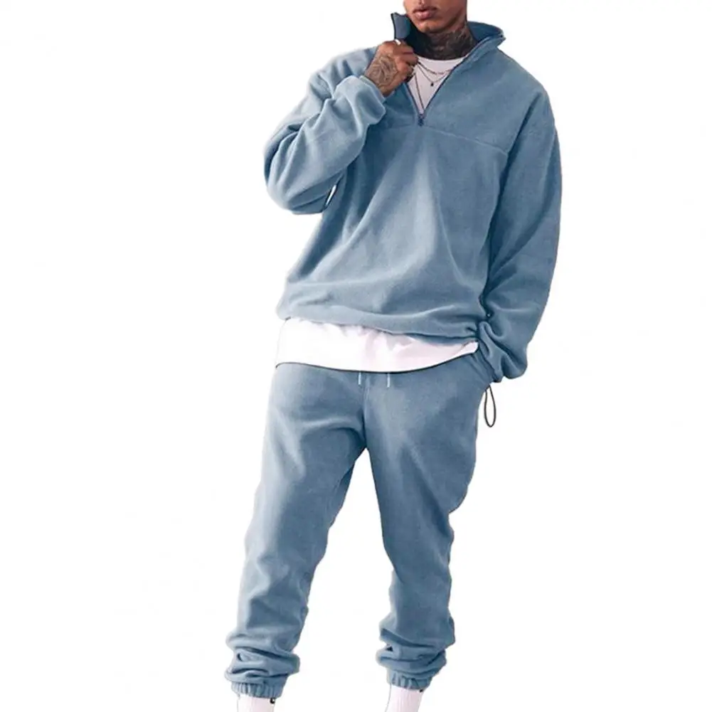 Stand Collar Thicken Sweatshirt Pants Set 2 Pieces Warm Solid Color Men Tracksuit Set for Autumn Winter
Stand Collar Thicken Sweatshirt Pants Set 2 Pieces Warm Solid Color Men Tracksuit Set for Autumn Winter