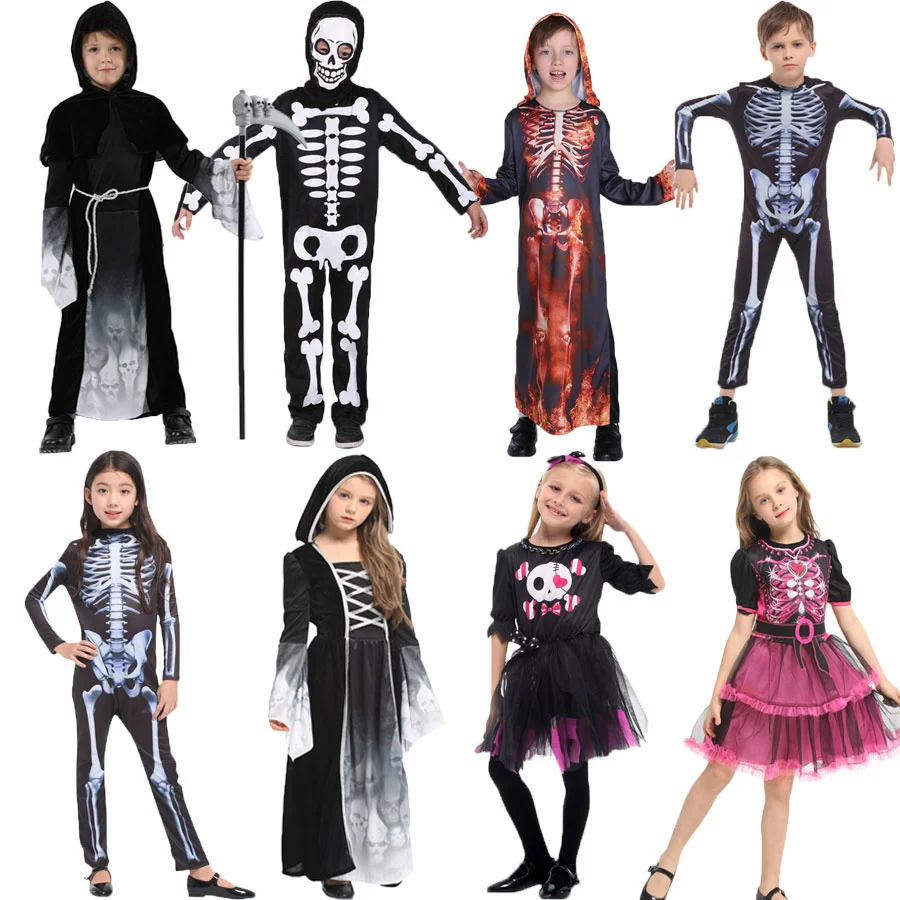 

Umorden Halloween Party Skull Skeleton Costumes Kids Child Scary Monster Demon Devil Ghost Grim Reaper Costume for Boys Girls