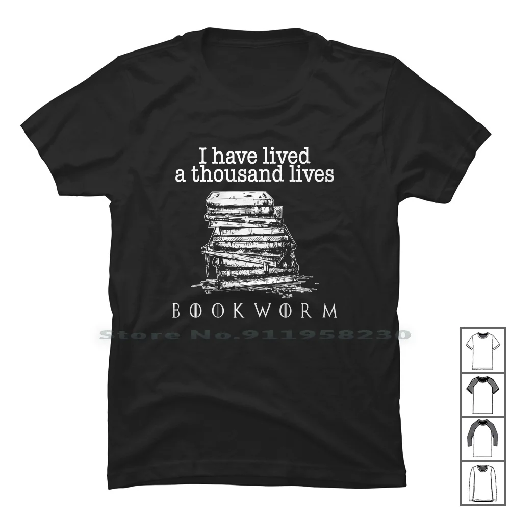 

Футболка «Я жила тысячу жизни», футболка для чтения книг, 100% хлопок, червь для чтения живых червей, песчаная книга для чтения