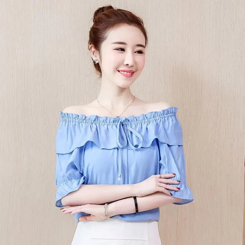 Women Spring Summer Style Chiffon Blouses Shirts Lady Casual Ruffles Short Sleeve Slash neck Solid Loose Elegant Tops DF3474
Women Spring Summer Style Chiffon Blouses Shirts Lady Casual Ruffles Short Sleeve Slash neck Solid Loose Elegant Tops DF3474