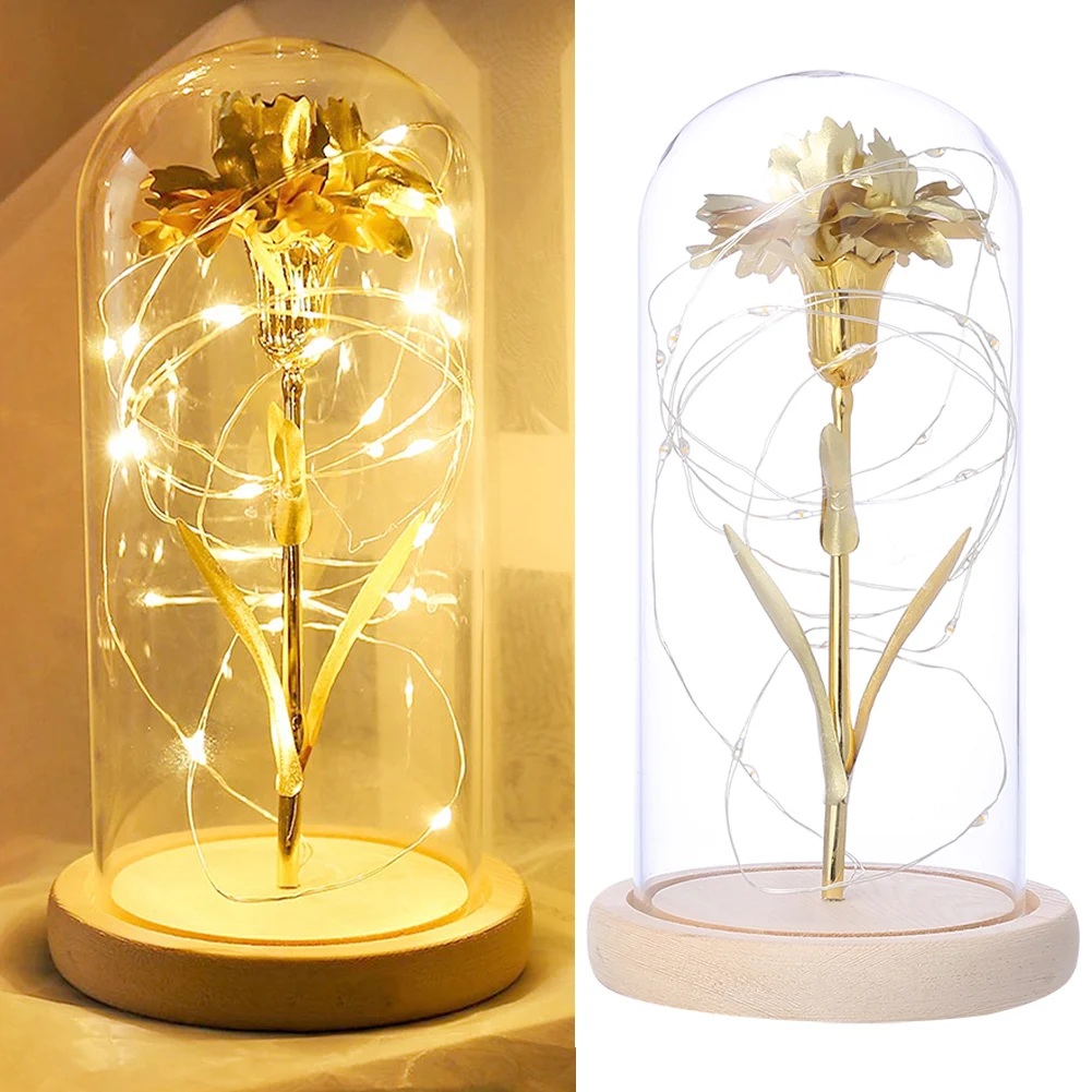 Enchanted Flower with LED Light Golden in Glass Dome LED Light Romantic Home Decor Gifts for Mother's Day Wedding Anniversary
Enchanted Flower with LED Light Golden in Glass Dome LED Light Romantic Home Decor Gifts for Mother's Day Wedding Anniversary