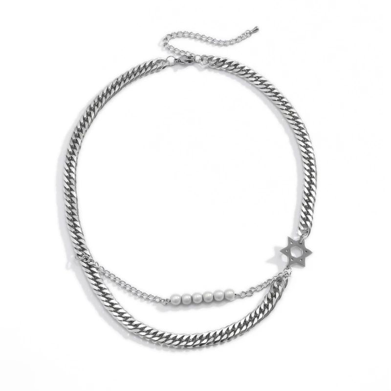 POTCET Unisex Stainless Steel Multilayer Pearl Titanium Steel Necklace Clavicle Chain Geometric Fashion Hip Hop Party Jewelry
POTCET Unisex Stainless Steel Multilayer Pearl Titanium Steel Necklace Clavicle Chain Geometric Fashion Hip Hop Party Jewelry