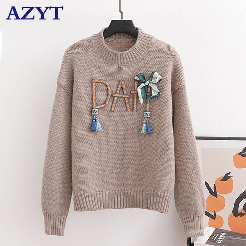 AZYT Autumn Winter O Neck Pullover Women Sweater Fashion Tassel Knit Jumper Sweater Women Korean Loose Knitwear Tops Female 2022
AZYT Autumn Winter O Neck Pullover Women Sweater Fashion Tassel Knit Jumper Sweater Women Korean Loose Knitwear Tops Female 2022
