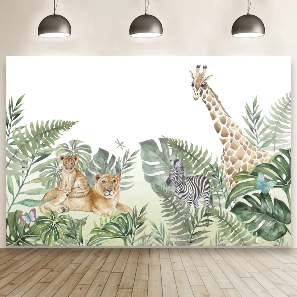 Фон для студийной фотосъемки с изображением животных и льва 
Фон для студийной фотосъемки с изображением животных и льва