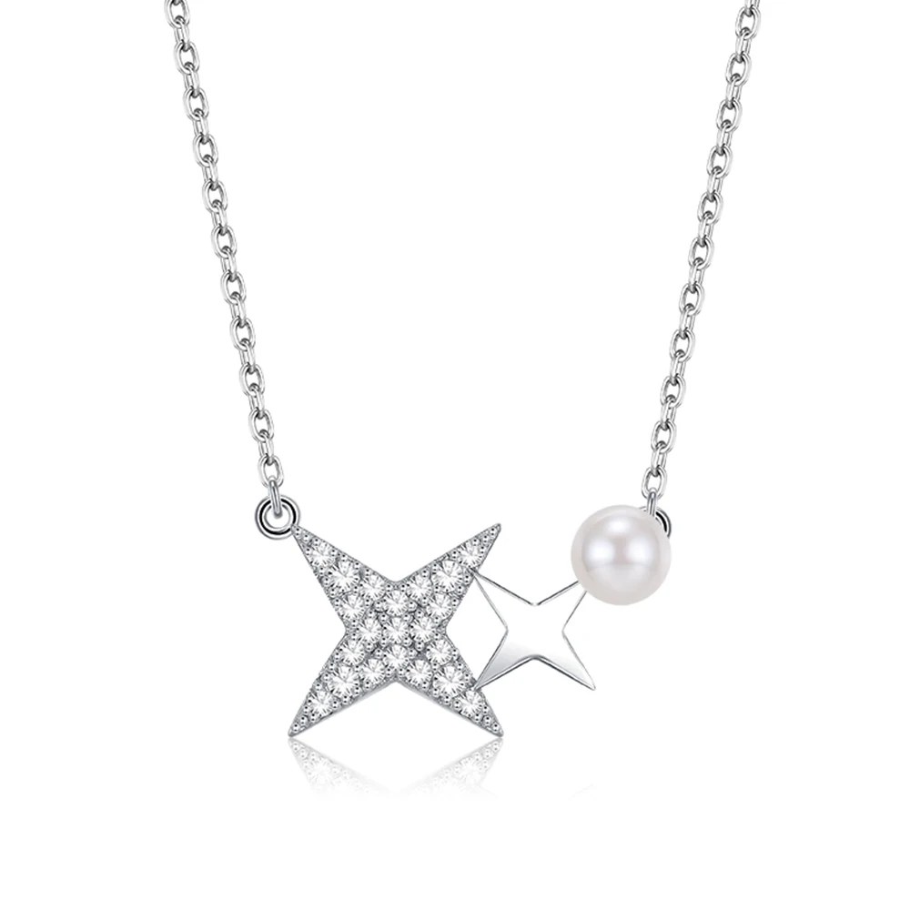 SILVERHOO S925 Sterling Silver Star Pendant Necklace For Women Smooth Pearl With Cubic Zircon Necklace Chain Girl Festival Gift
SILVERHOO S925 Sterling Silver Star Pendant Necklace For Women Smooth Pearl With Cubic Zircon Necklace Chain Girl Festival Gift