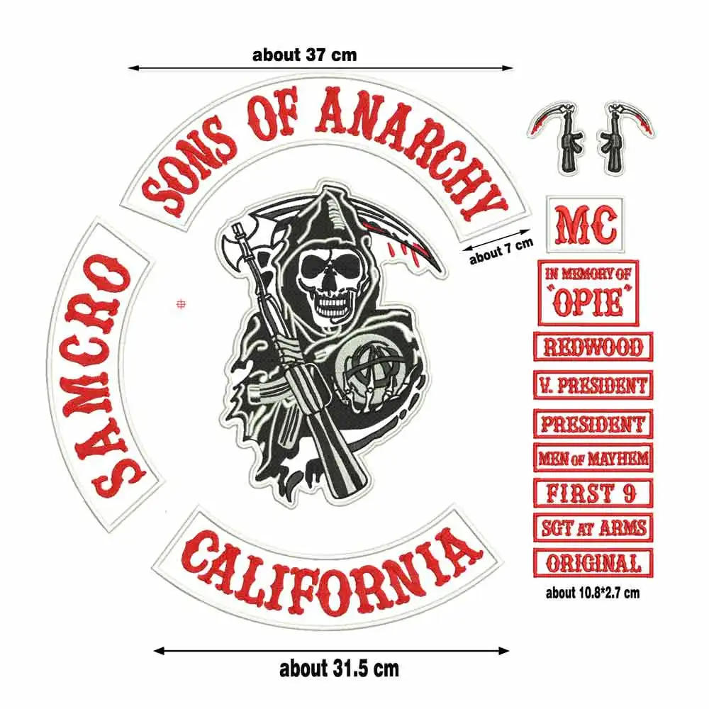 2015 Original Son Of Jacket Back Embroidered Anarchy Biker Rider Patch BACKING Embroidered biker Patches Badge 14 PCS/LOT
2015 Original Son Of Jacket Back Embroidered Anarchy Biker Rider Patch BACKING Embroidered biker Patches Badge 14 PCS/LOT