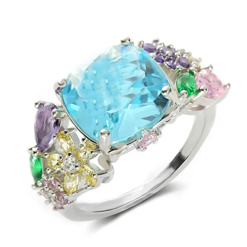 Fashion Luxury Women's 925 Silver Multi-color Gemstone Square Princess Zircon Ring Engagement Wedding Gift Jewelry Ring
Fashion Luxury Women's 925 Silver Multi-color Gemstone Square Princess Zircon Ring Engagement Wedding Gift Jewelry Ring