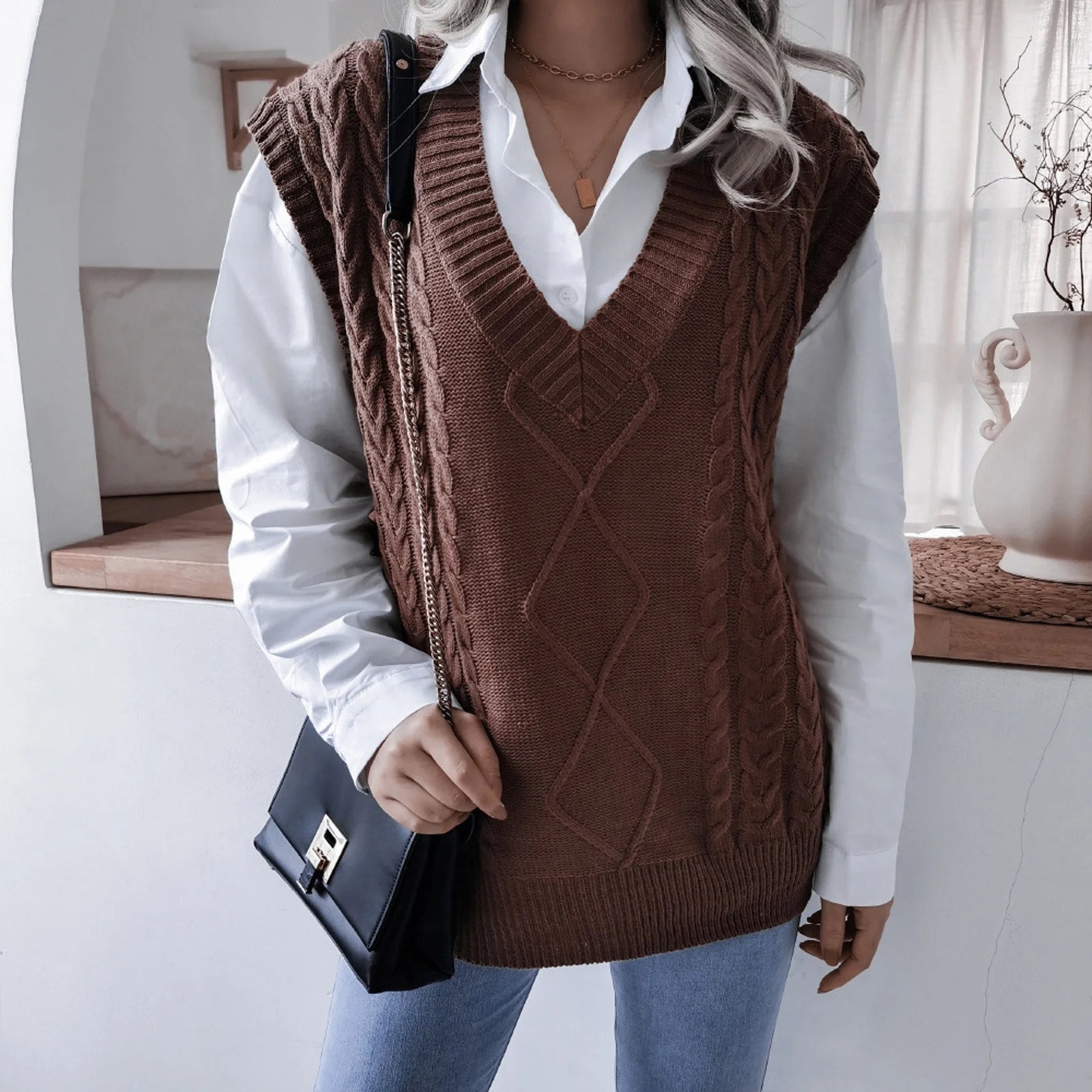 Vintage Knitted or Crocheted Sweaters for Women's Fashions 2021 Autumn Winter Casual Clothes Women's Sweater Vest White Gray
Vintage Knitted or Crocheted Sweaters for Women's Fashions 2021 Autumn Winter Casual Clothes Women's Sweater Vest White Gray