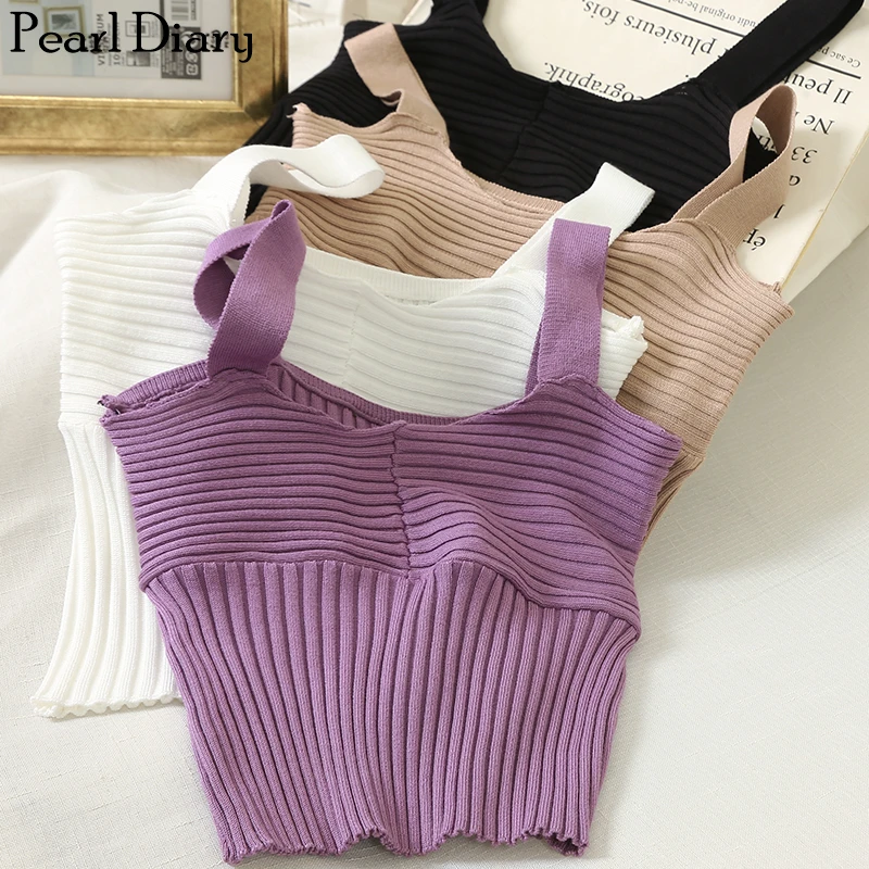 Pearl Diary Women Knitted Strappy Crop Top Sleeveless Wide Rib Slim Fit Cropped Vest Femme Corset Bodycon Knit Top To Wear Out
Pearl Diary Women Knitted Strappy Crop Top Sleeveless Wide Rib Slim Fit Cropped Vest Femme Corset Bodycon Knit Top To Wear Out