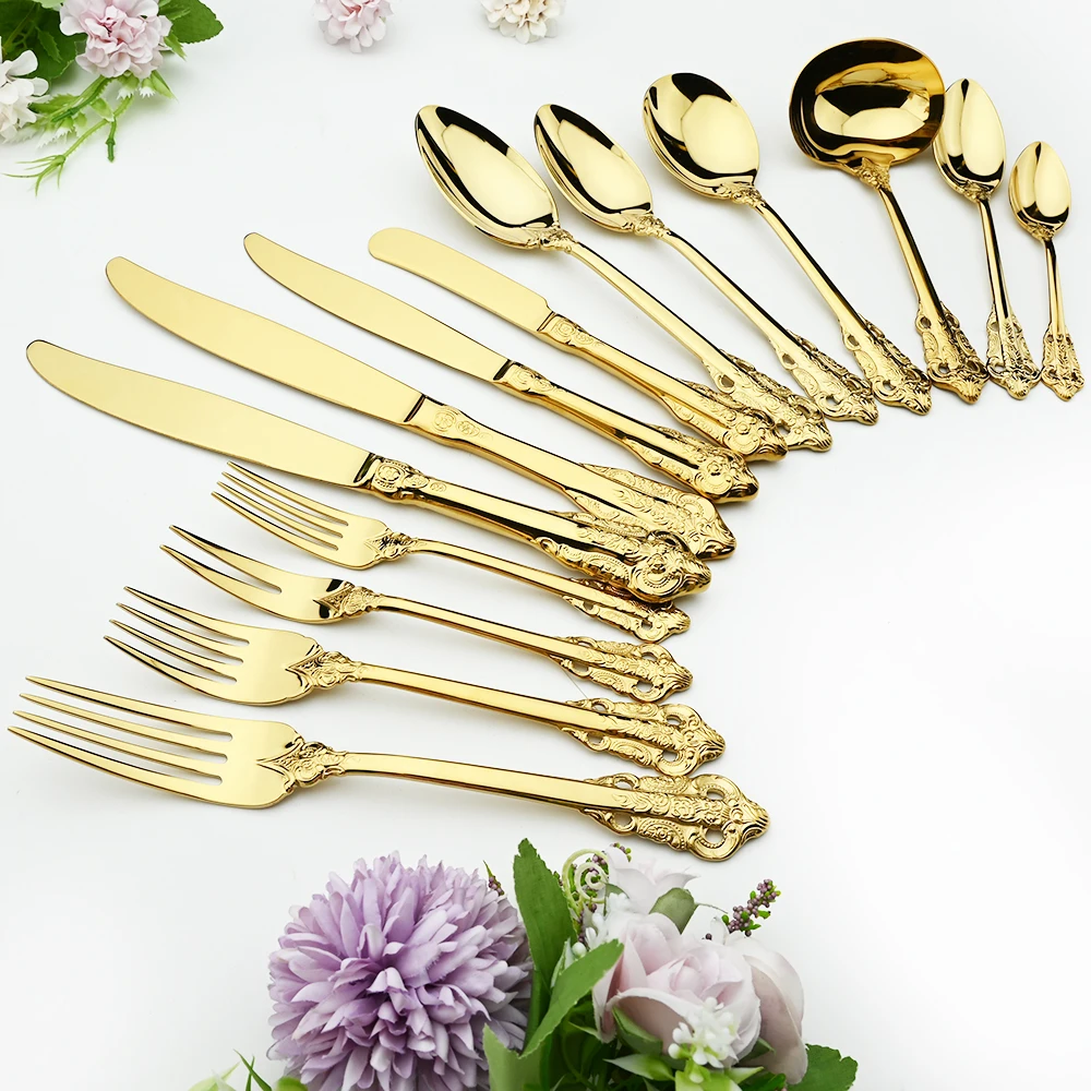 6pcs Gold Spoon Fork Knife Dinnerware Set 304 Stainless Steel Cutlery Set Tableware Mirror Dinner Kitchen Flatware Dropshipping
6pcs Gold Spoon Fork Knife Dinnerware Set 304 Stainless Steel Cutlery Set Tableware Mirror Dinner Kitchen Flatware Dropshipping