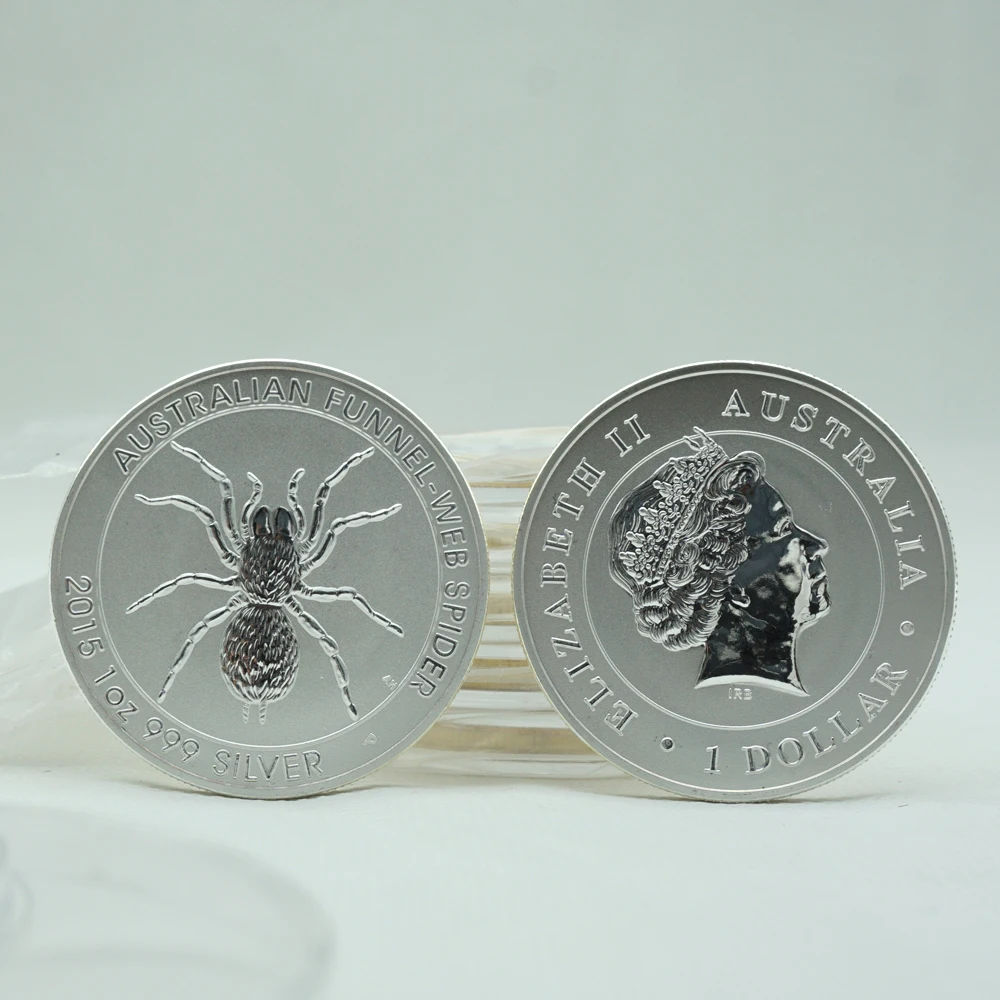 2pcs/lot 2015-P Australia 1 Troy Oz .999 metal Plated Silver $1 Funnel-Web Spider Eagle Shark Koala Kangaroo Kookaburra Coin
2pcs/lot 2015-P Australia 1 Troy Oz .999 metal Plated Silver $1 Funnel-Web Spider Eagle Shark Koala Kangaroo Kookaburra Coin