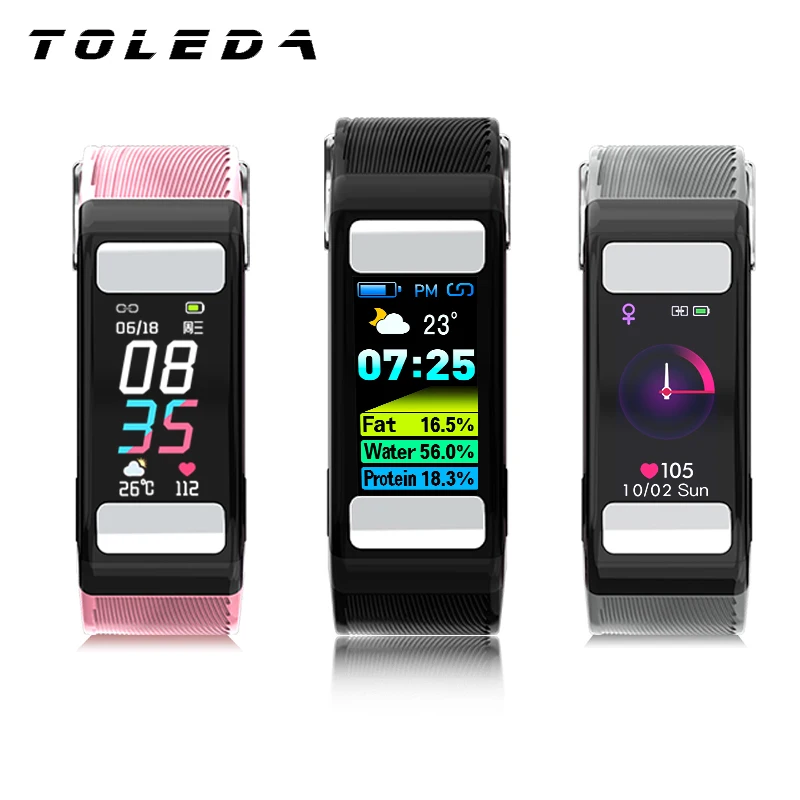 

Toleda T9 Bodyfat Wristwatches Ladies Watch Wearable Gadgets Smart Watches Heart Rate BMI ECG PPG Monitor Fitness Band Tracker