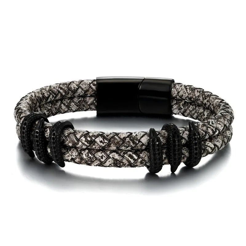Fashion Men Stainless Steel Bracelet Retro Blue Gold Leather Micro-inlaid zircon Dragon Claw Punk Handmade Bracelets Jewelry
Fashion Men Stainless Steel Bracelet Retro Blue Gold Leather Micro-inlaid zircon Dragon Claw Punk Handmade Bracelets Jewelry
