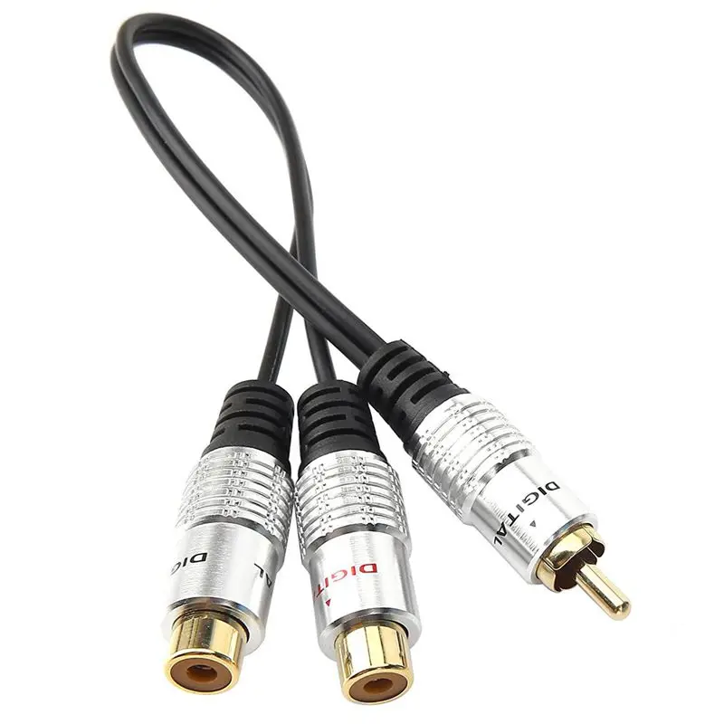Металлический RCA Женский к двойному 2-RCA Мужской позолоченный адаптер стерео
