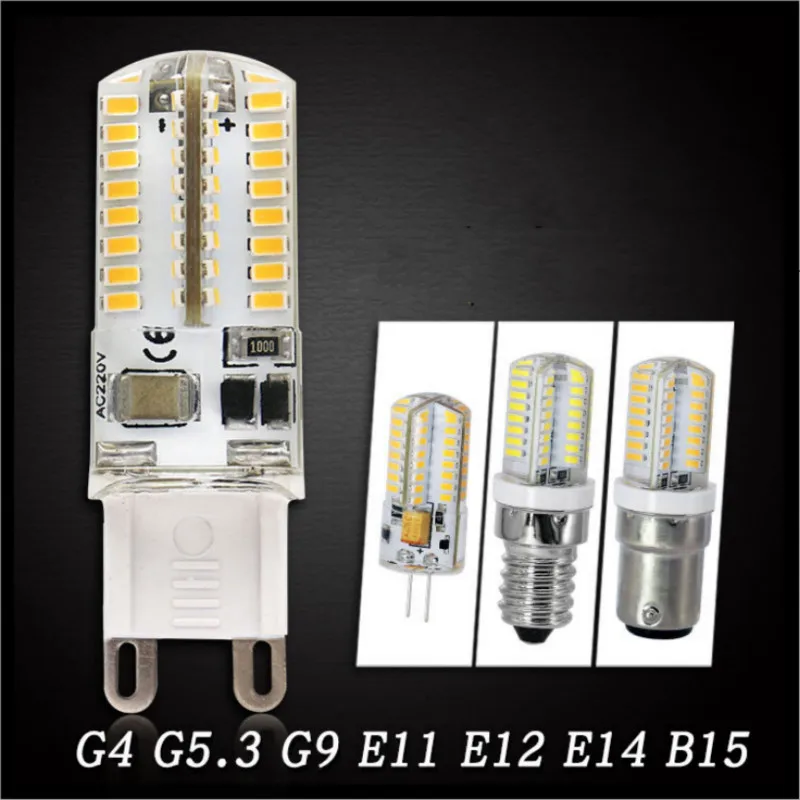 

G9 G4 E12 G5.3 G8 E14 B15 LED Lamp 5W Corn Bulb AC 220V 12V SMD 3014 64Leds Lampada LED light 360 degrees Replace Halogen Lamp