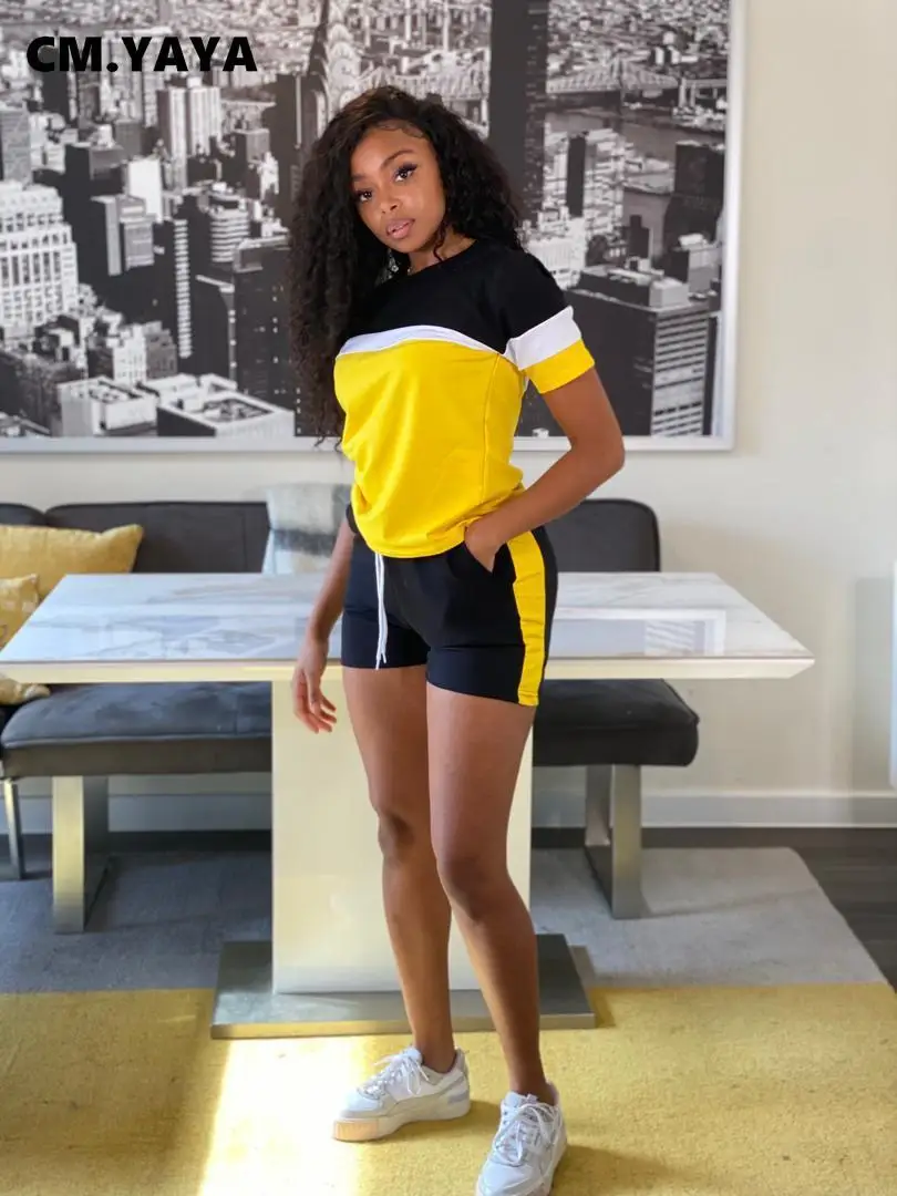 Active Patchwork Sweatsuit Women's Set Tee Tops and Shorts Matching Set Jogger Tracksuit Two 2 Piece Set Fitness Outfit
Active Patchwork Sweatsuit Women's Set Tee Tops and Shorts Matching Set Jogger Tracksuit Two 2 Piece Set Fitness Outfit