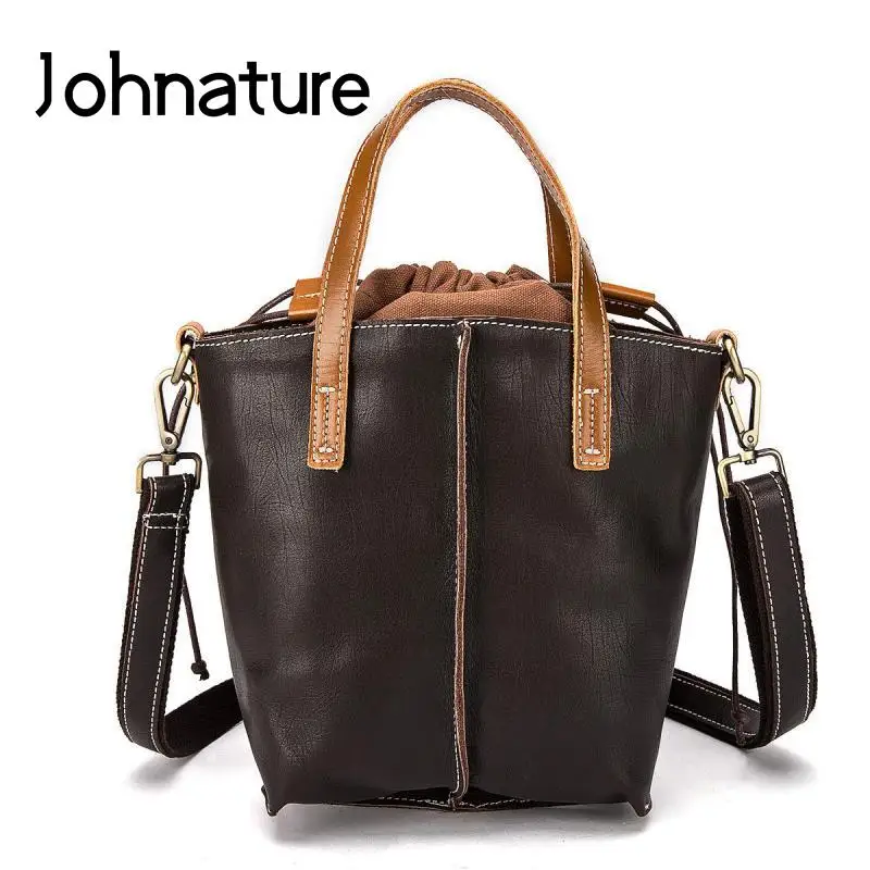 Женская Повседневная сумка-мешок Johnature, Винтажная сумочка из натуральной воловьей кожи, универсальные сумки через плечо для отдыха, 2022 
Женская Повседневная сумка-мешок Johnature, Винтажная сумочка из натуральной воловьей кожи, универсальные сумки через плечо для отдыха, 2022
