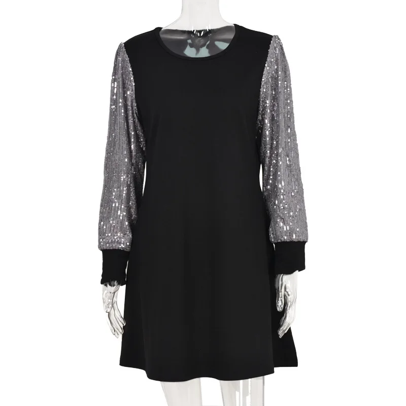 Women Sequined Long Sleeve Mini Dress Contrast Color O-Neck Party Club Dresses Autumn Spring Casual Dress
Women Sequined Long Sleeve Mini Dress Contrast Color O-Neck Party Club Dresses Autumn Spring Casual Dress