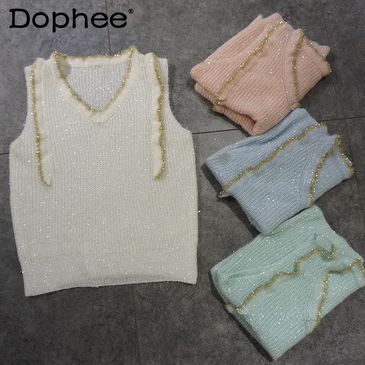 2021 Spring New Style V-neck Outer Sweater Knitwear Solid Color Thin Sleeveless Vest for Women Casual Waistcoat
2021 Spring New Style V-neck Outer Sweater Knitwear Solid Color Thin Sleeveless Vest for Women Casual Waistcoat