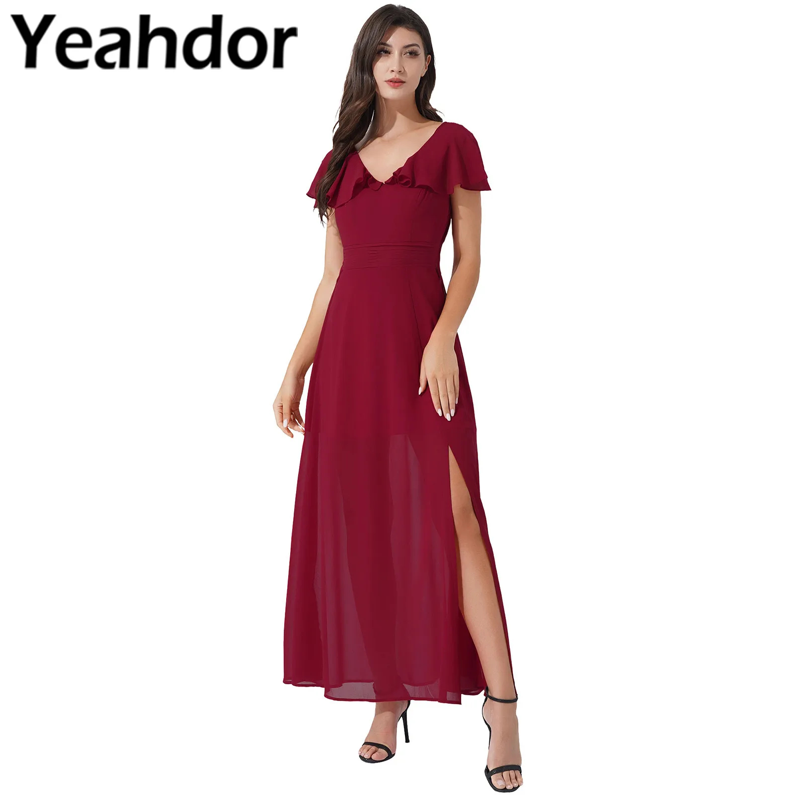 Summer Women's Long Dress V Neck Sexy Backless Chiffon Evening Dresses Wedding Party Bridesmaid Evening Gown Elegant Women Dress
Summer Women's Long Dress V Neck Sexy Backless Chiffon Evening Dresses Wedding Party Bridesmaid Evening Gown Elegant Women Dress