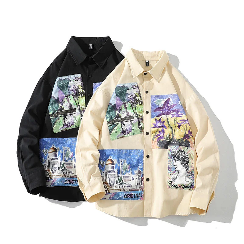 Свободная рубашка с длинным рукавом, мужская одежда с японским принтом, повседневная женская тонкая топ с отворотом, Удлиненная рубашка, ... 
Свободная рубашка с длинным рукавом, мужская одежда с японским принтом, повседневная женская тонкая топ с отворотом, Удлиненная рубашка, ...