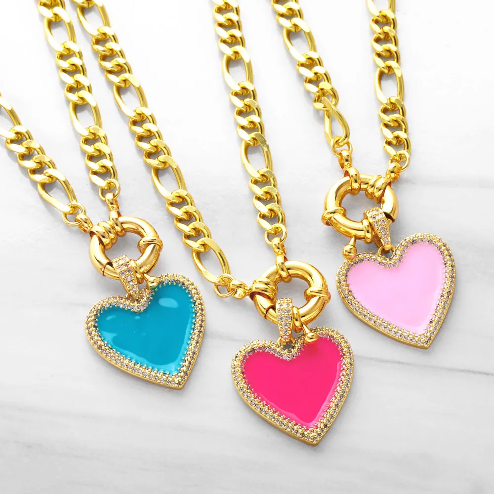 FLOLA Copper Zircon Colorful Enamel Love Heart Pendant Necklace Gold Plated Chain Necklace for Women Girl Jewelry nkea017
FLOLA Copper Zircon Colorful Enamel Love Heart Pendant Necklace Gold Plated Chain Necklace for Women Girl Jewelry nkea017
