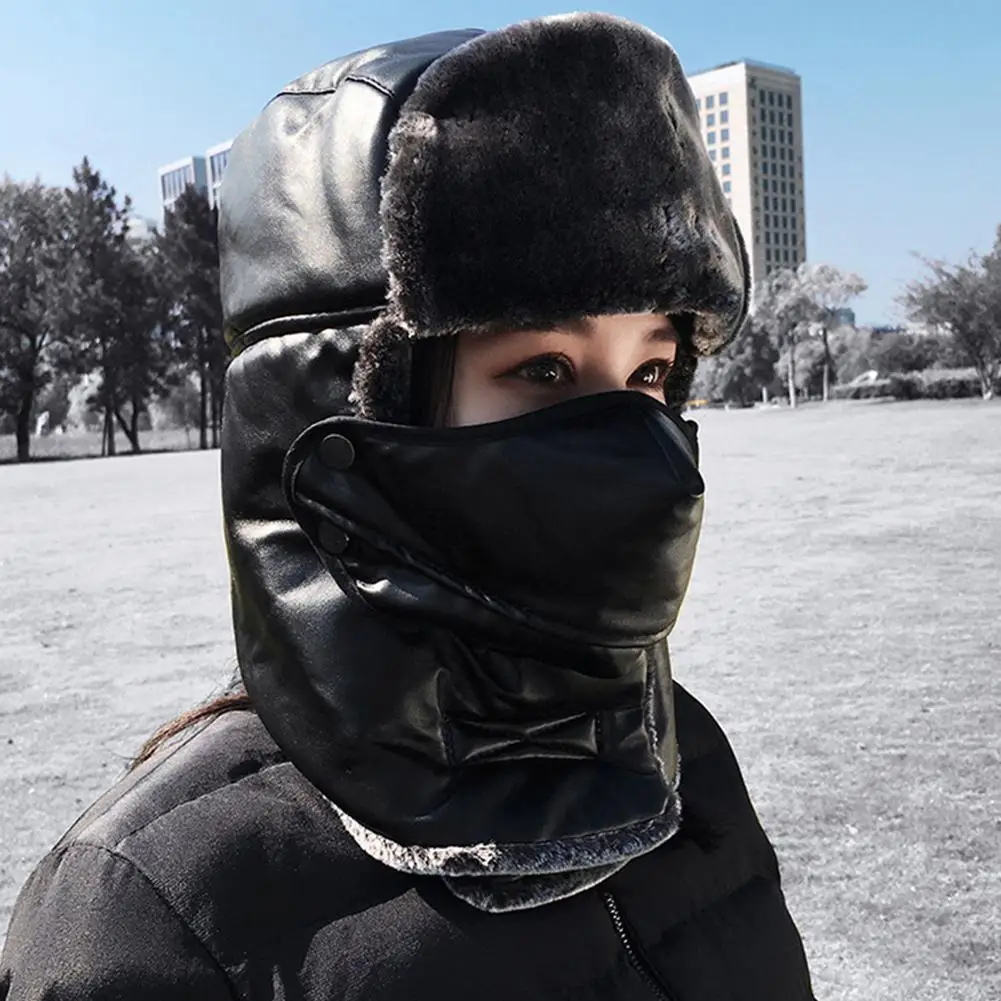 Winter Pu Leather Scarf Caps Balaclava Mask Beanies Hats for Men Women Ear Protection Skullies Hat Thicken Plush Warm Caps
Winter Pu Leather Scarf Caps Balaclava Mask Beanies Hats for Men Women Ear Protection Skullies Hat Thicken Plush Warm Caps