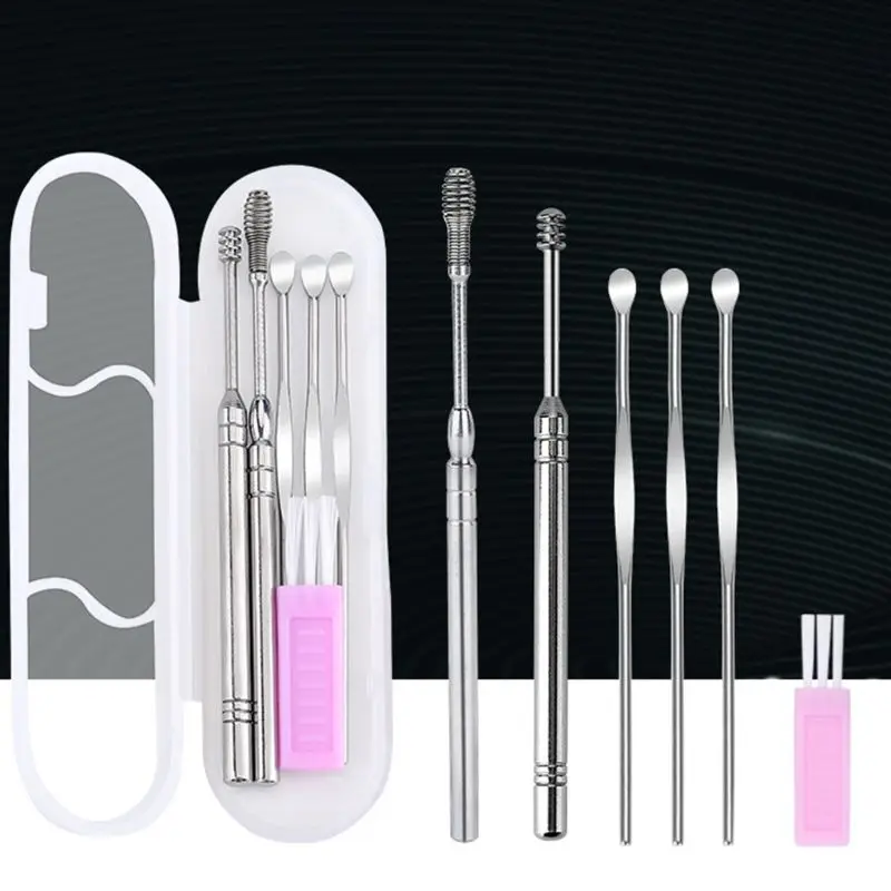 H7JC 6Pcs/Set Stainless Steel Ear Wax Removal Tools Kit Hygiene Care Spiral Spring Curette Earpick Cleaning Spoons with Brush
H7JC 6Pcs/Set Stainless Steel Ear Wax Removal Tools Kit Hygiene Care Spiral Spring Curette Earpick Cleaning Spoons with Brush