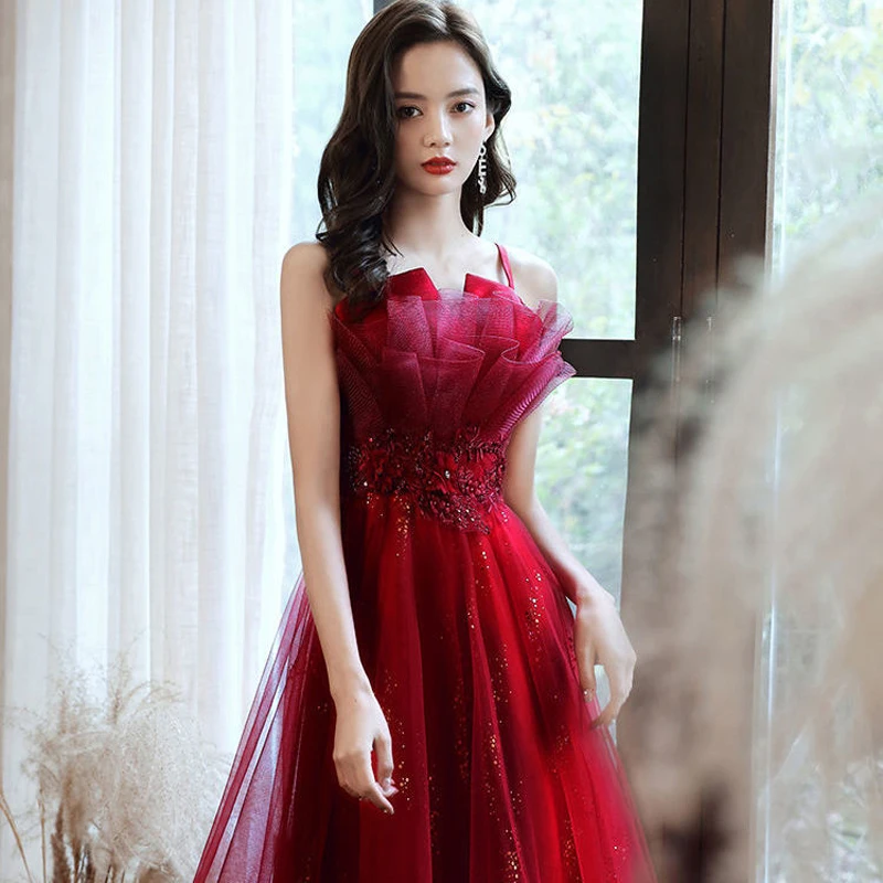 Sling Little Evening Dress Before Long After Short Elastic Waist Lace Bridesmaid Dresses Bride Wedding Prom Pary Dress Girl Red
Sling Little Evening Dress Before Long After Short Elastic Waist Lace Bridesmaid Dresses Bride Wedding Prom Pary Dress Girl Red