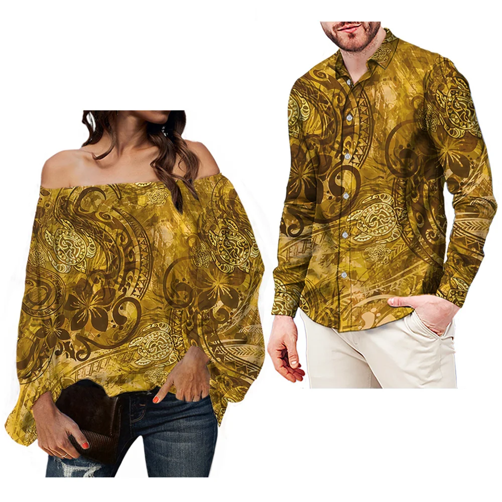 Elegant Women's Sexy Party Blouse Hawaiian Polynesian Grunge Golden Tribal Pattern Vintage Chiffon Shirts And Men's Casual Tops
Elegant Women's Sexy Party Blouse Hawaiian Polynesian Grunge Golden Tribal Pattern Vintage Chiffon Shirts And Men's Casual Tops