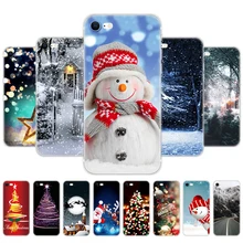 For iPhone SE 2020 Case 4.7 inch Back Phone Cover For Apple iPhoneSE Silicon Soft Bag Bumper winter christmas snow tree new year