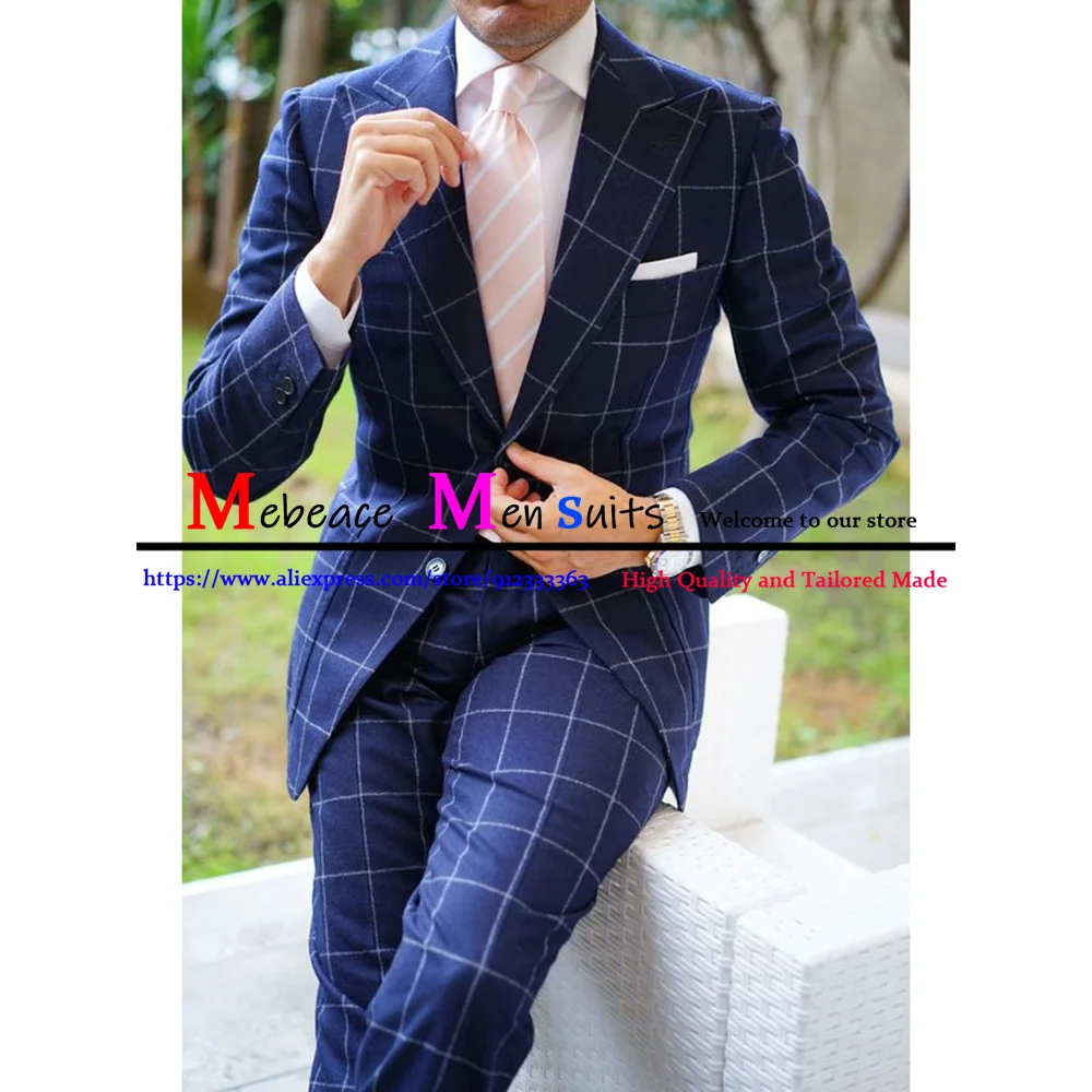 

(Пиджак + брюки + жилет) 2021 роскошный мужской костюм из 3 предметов модный Мужской приталенный клетчатый деловой офисный костюм комплекты для...