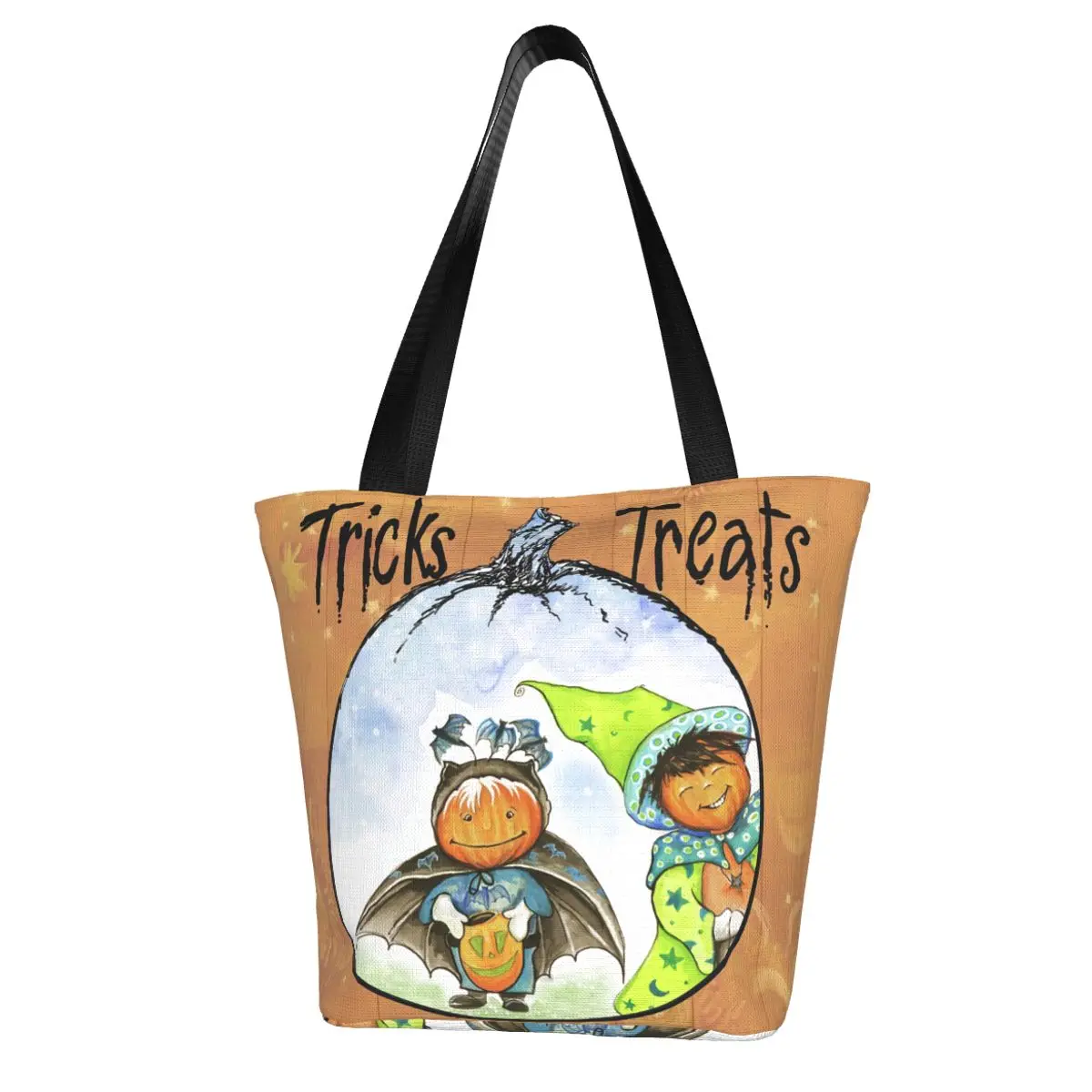 Halloween Tricks Treats Shopping Bag Pumpkin Student Fashion Handbags Funny Polyester School Bags
Halloween Tricks Treats Shopping Bag Pumpkin Student Fashion Handbags Funny Polyester School Bags