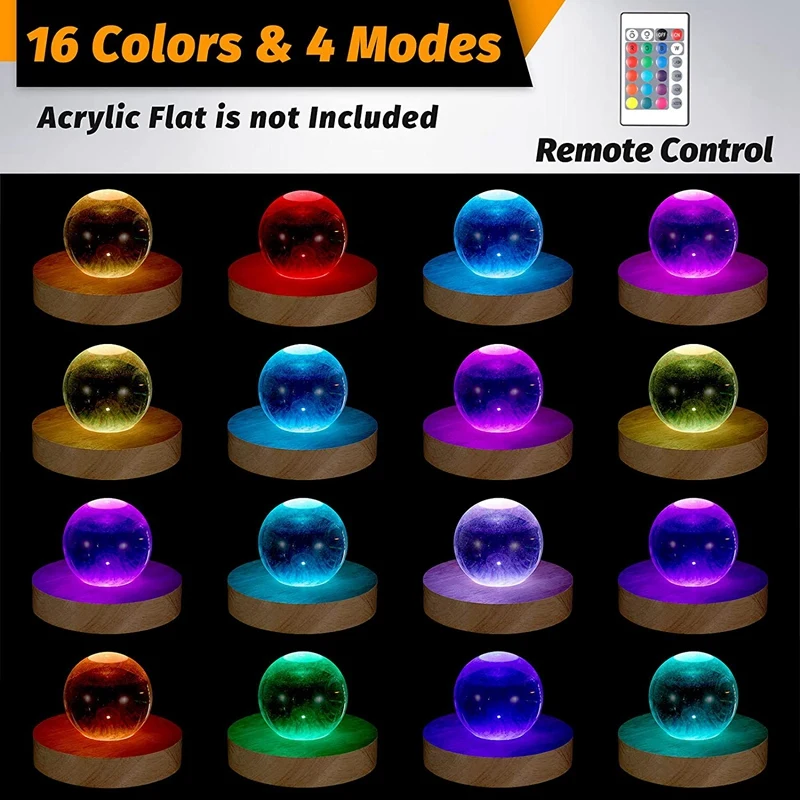 3.94 Inch Wooden Light Stand Base Colorful LED Lights Display Base with Remote Control for 3D Crystal Glass Resin 4Pcs
3.94 Inch Wooden Light Stand Base Colorful LED Lights Display Base with Remote Control for 3D Crystal Glass Resin 4Pcs