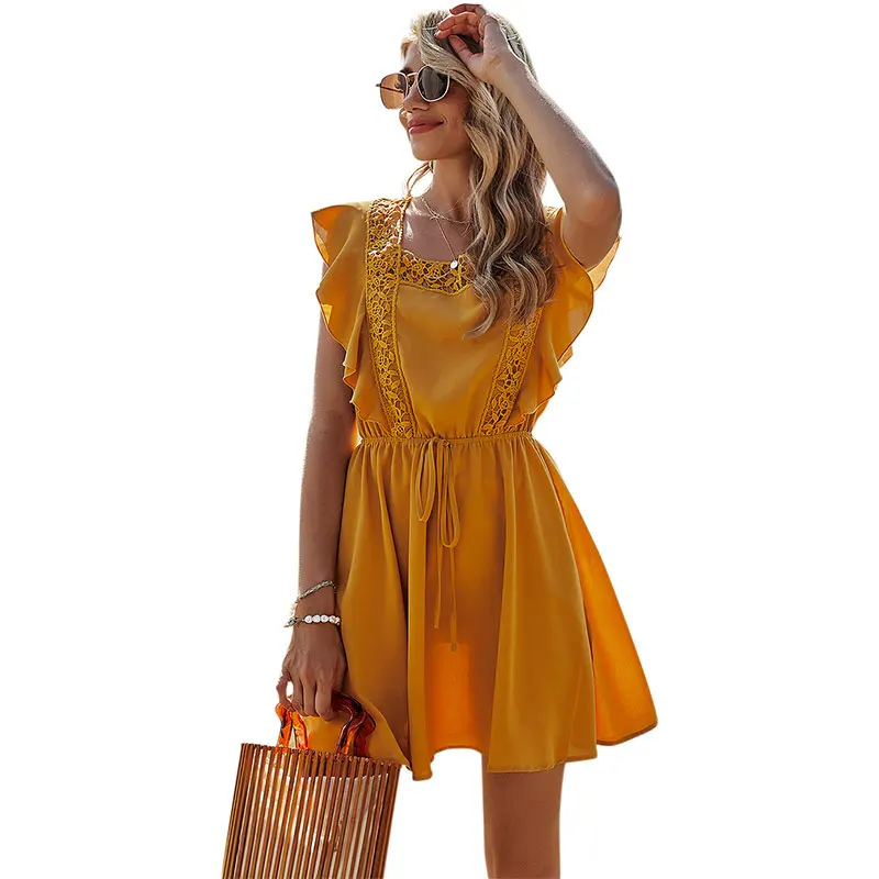 KNOYEER Sleeveless Backless Mini Dresses For Women Vintage 2021 Lace Ruffles Boho Summer Dress Elastic Waist Party Robe
KNOYEER Sleeveless Backless Mini Dresses For Women Vintage 2021 Lace Ruffles Boho Summer Dress Elastic Waist Party Robe