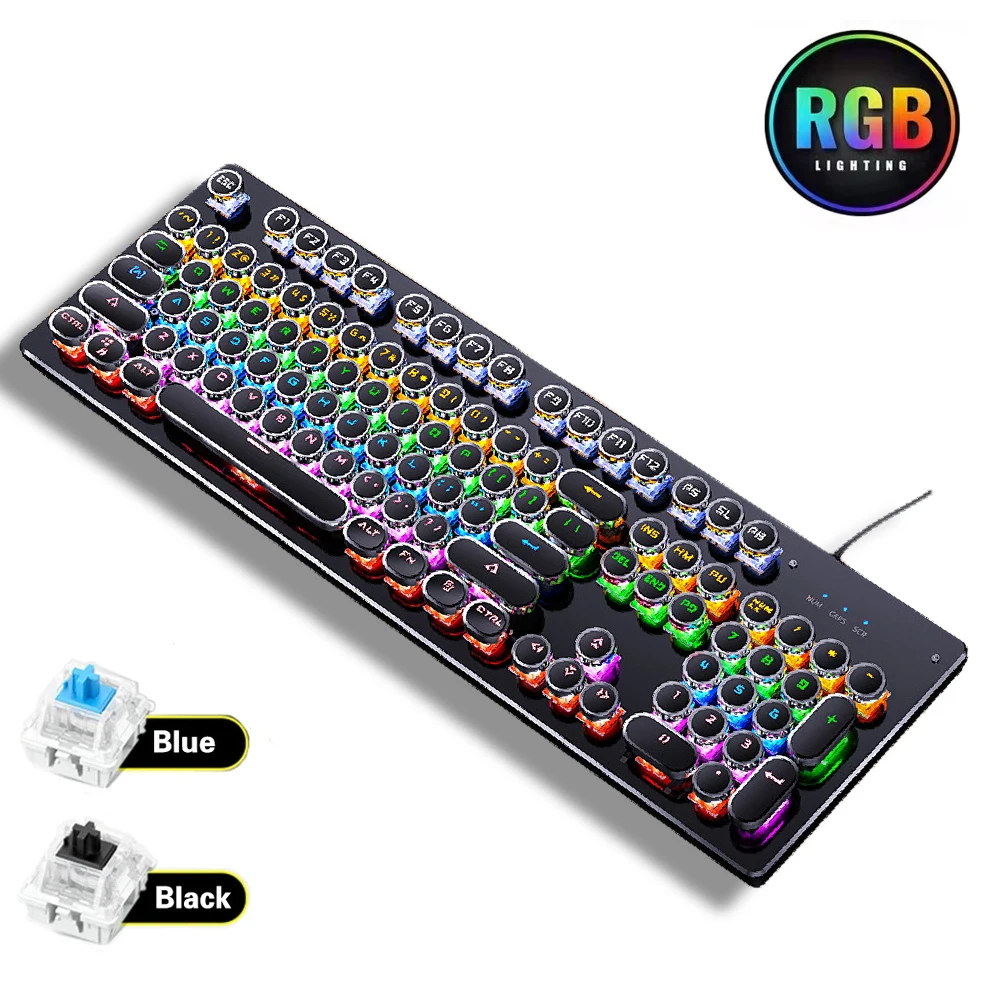 Retro Round Mechanical Keyboard 104 Keys Gaming Keyboards Blue Switch Backlit Keyboard Computer Accessories
Retro Round Mechanical Keyboard 104 Keys Gaming Keyboards Blue Switch Backlit Keyboard Computer Accessories