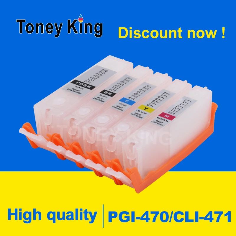 Toney King PGI-470 CLI-471 Refillable Ink Cartridge For Canon PIXMA MG5740 MG6840 MG7740 TS5040 TS6040 TS8040 TS9040 Printer
Toney King PGI-470 CLI-471 Refillable Ink Cartridge For Canon PIXMA MG5740 MG6840 MG7740 TS5040 TS6040 TS8040 TS9040 Printer