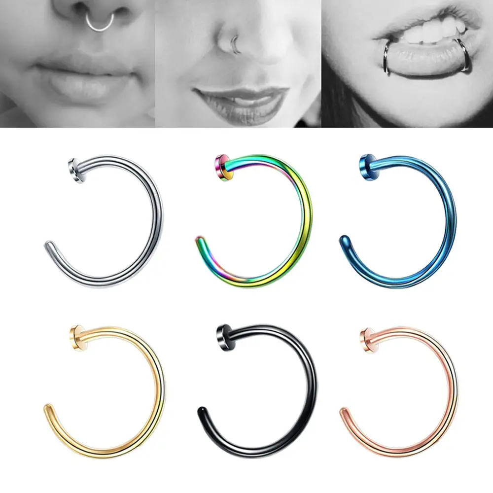 One Piece 6mm 8mm 10mm Colorful Fake Nose Piercing Ring Body Piercing Industrial 316L Steel Fake Piercing Tragus Ring Earrings 
One Piece 6mm 8mm 10mm Colorful Fake Nose Piercing Ring Body Piercing Industrial 316L Steel Fake Piercing Tragus Ring Earrings