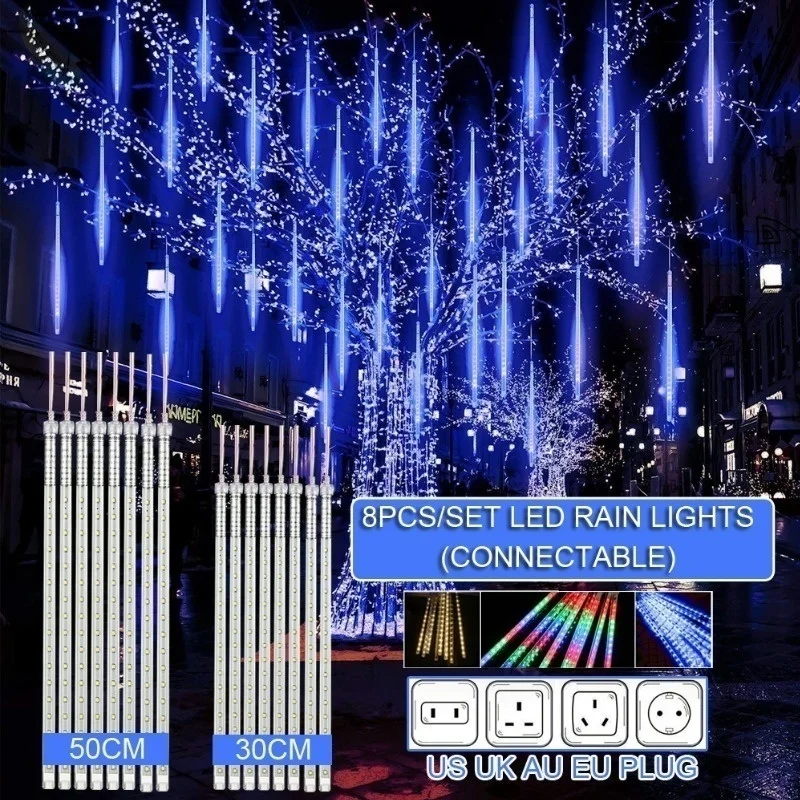 30cm /50cm Waterproof Meteor Shower Rain 8 Tube Led String Lights For Outdoor Holiday Christmas Decoration Tree Eu/us/au/uk
30cm /50cm Waterproof Meteor Shower Rain 8 Tube Led String Lights For Outdoor Holiday Christmas Decoration Tree Eu/us/au/uk